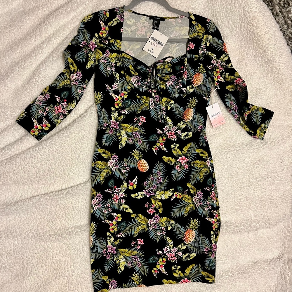 3/4 sleeve Bodycon dress midi